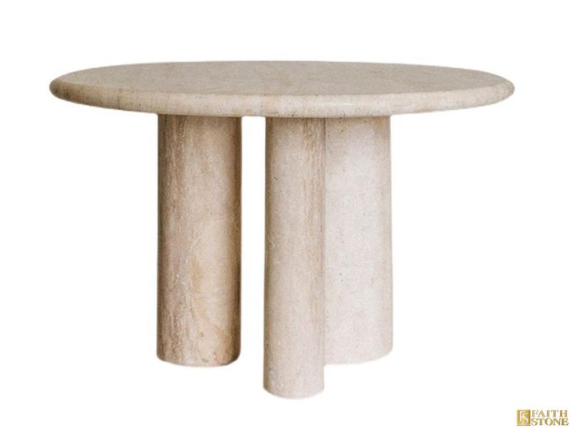 Травертиновый мраморный круглый стол