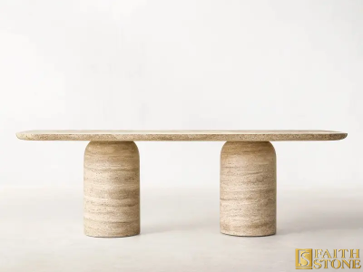 Beige Travertine Dining Table